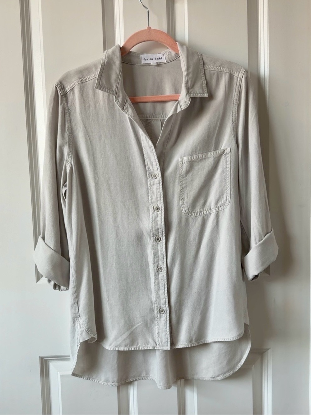 Bella Dahl Stone Gray Tencel Button-Up Shirt Size M